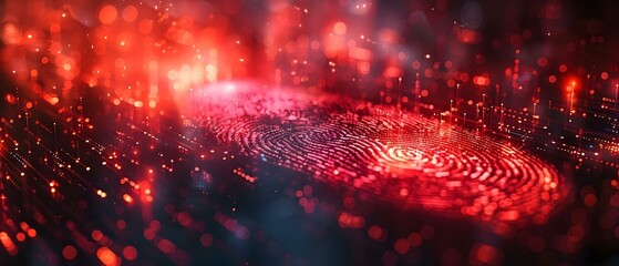 Futuristic Fingerprint Tech in a Digital World. Concept Technological Advancements, Biometric Authentication, Cyber Security, Digital Innovation, Data Privacy - obrazy, fototapety, plakaty