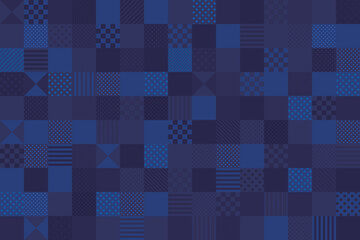 背景素材 紺色 青色 四角形パターン ドットとストライプ背景 スクエア 格子模様 バックグラウンド - obrazy, fototapety, plakaty