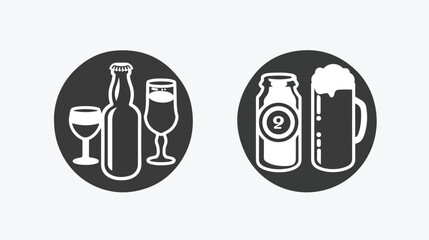 Bottle and glass of beer icon. Beer and pub bar symbol - obrazy, fototapety, plakaty