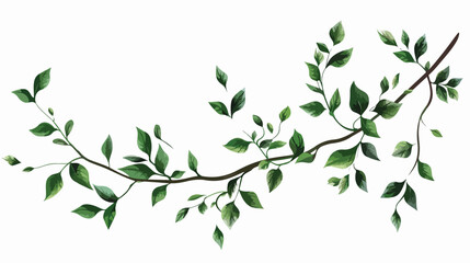 Branch with green leaves floral design element vector