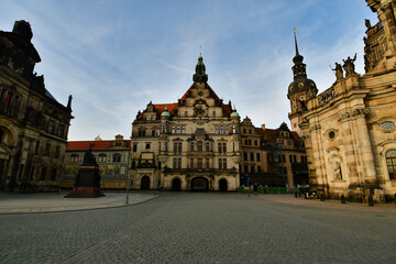Dresden citty center historic germany early morning - obrazy, fototapety, plakaty