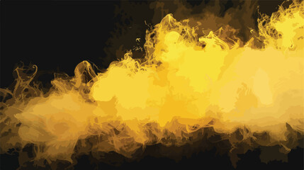 Yellow fog and mist effect on black background Flat