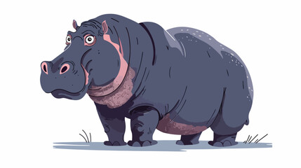 Behemoth hippo vector hand drawn illustration on white