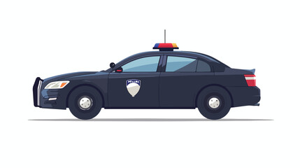 Fototapeta na wymiar Car vehicle police flat vector isolated on white background