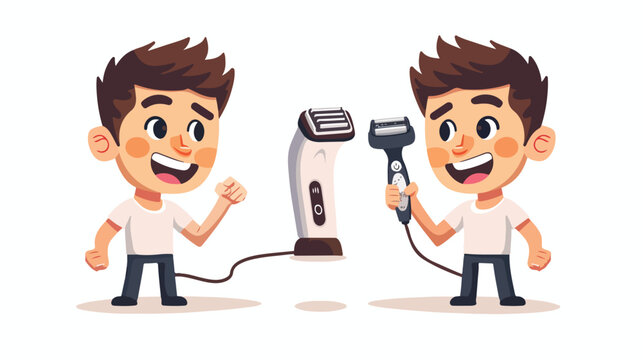 Caricature design of electric shaver with cute call me