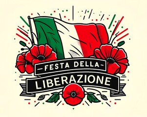 Illustration of banner for italy liberation day.