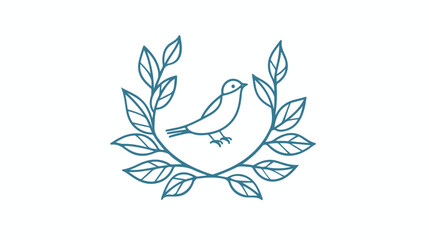 Bird leaf monoline logo vector icon illustration