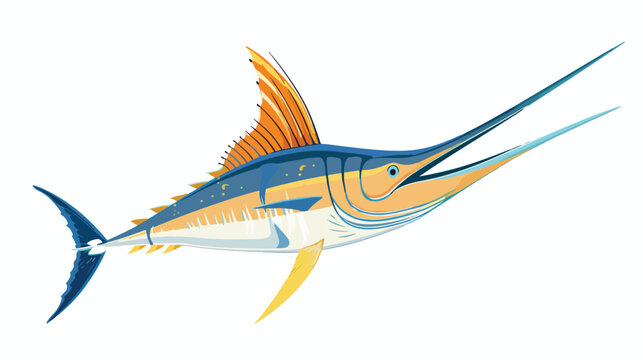 Cartoon marlin fish isolated on a white background 