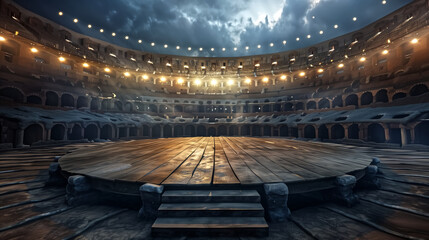 Empty round fight Colosseum arena in Italy. Italian ring for tra - obrazy, fototapety, plakaty