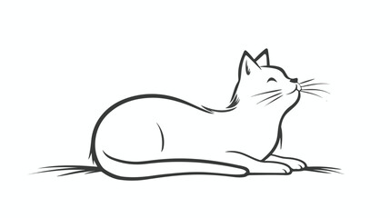 Cat outline doodle. Hand drawn domestic animal kitty.