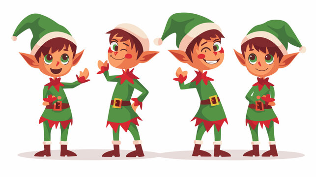 Christmas elf cartoon vector illustration flat vector