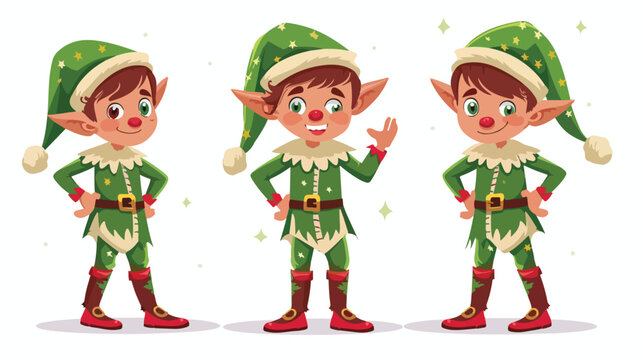 Christmas elf cartoon vector illustration flat vector