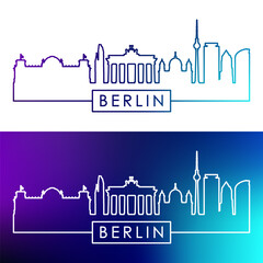 Berlin skyline. Colorful linear style. Single line. Editable vector file.