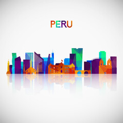 Peru skyline silhouette in colorful geometric style. Symbol for your design. Vector illustration. - 780316224