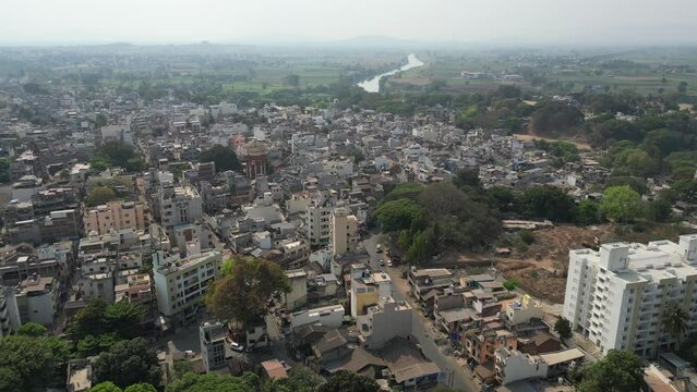 Kolhapur city bird eye view in Maharashtra