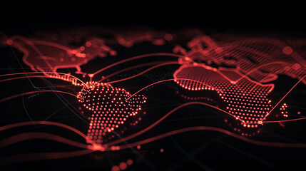 Red Abstract Digital Dot Global Data Background