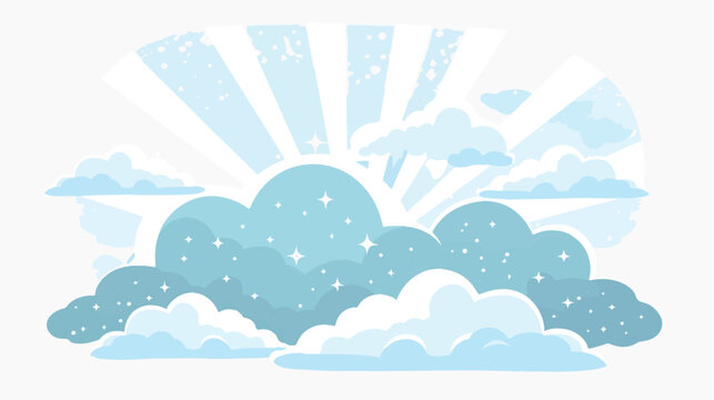 Clouds with sunlight and soft glitters flat vector isolated