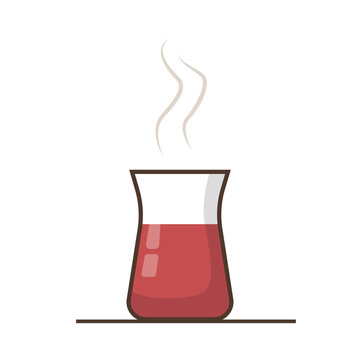 recommend clip art: Traditional Turkish tea in a glass isolated on a white background. National drink of Turk.