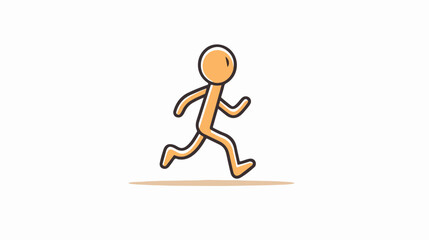 An energetic stick figure running flat vector 