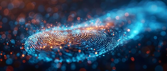 Digital Fingerprint Shield: Cybersecurity in a Connected World. Concept Digital Security, Cyber Threats, Data Protection, Technology Solutions, Online Privacy - obrazy, fototapety, plakaty