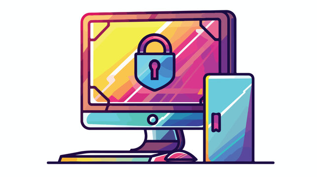 Computer security color icon vector. computer security