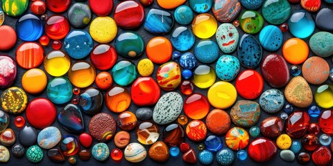 Fototapeta na wymiar Vibrant Array of Colorful Rocks Gracing the Wall