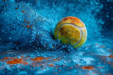 Obraz na płótnie Canvas Exploding tennis ball with dynamic water effect