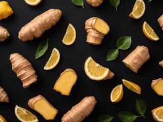 Ginger on a black background.