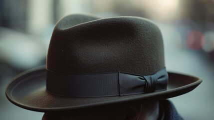Mysterious person wearing classic fedora hat - obrazy, fototapety, plakaty