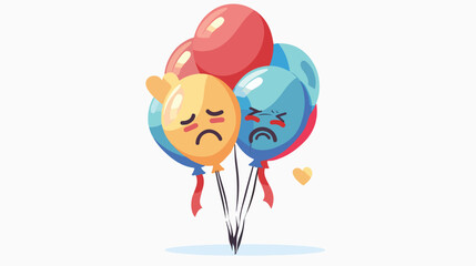 Cry face with balloons flat vector isolated on white 