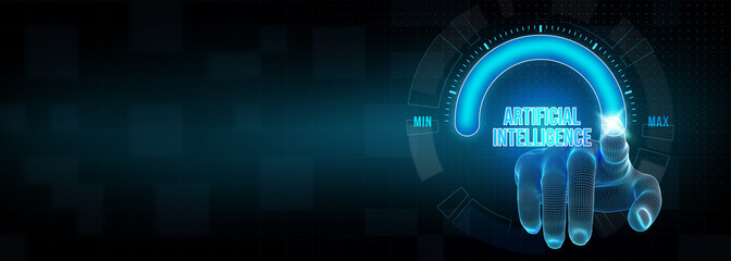 Artificial intelligence (AI), machine learning and modern computer technologies concepts. 3d illustration