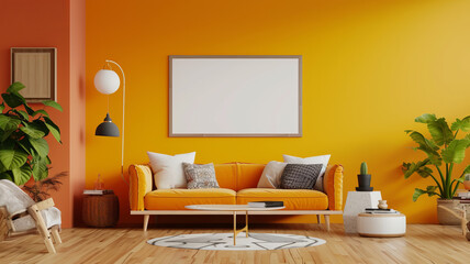 Warm, inviting living room with orange walls and chic decor AI Generative.