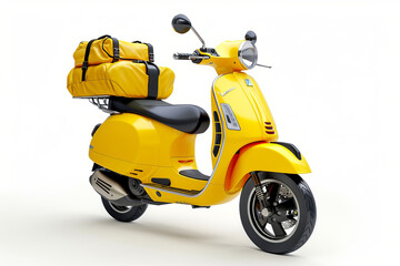 Loaded yellow scooter ready for speedy delivery. AI Generative.