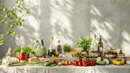 Table full of natural and organic vegetables