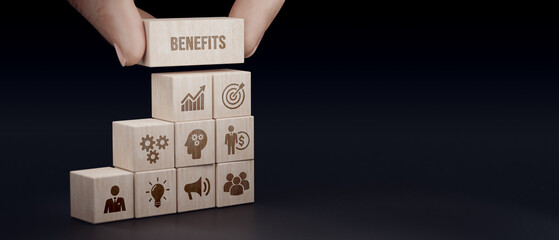 Employee benefits help to get the best human resources. Business concept. 3d illustration