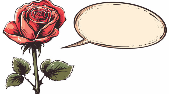 cartoon rose with speech bubble in comic book style 