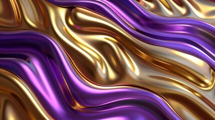 A gold and purple fabric with a wave pattern. The gold and purple colors give the fabric a luxurious and elegant appearance - obrazy, fototapety, plakaty