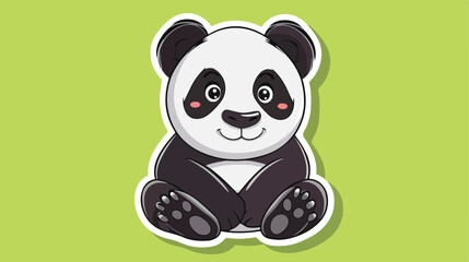 Cute panda sticker. Adorable asian fluffy animal