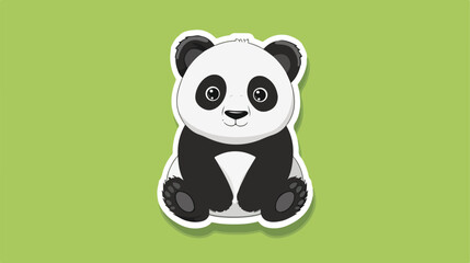 Cute panda sticker. Adorable asian fluffy animal