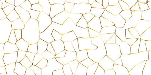 Obraz na płótnie Canvas Golden broken glass effect gradient strokes wall crack texture vector