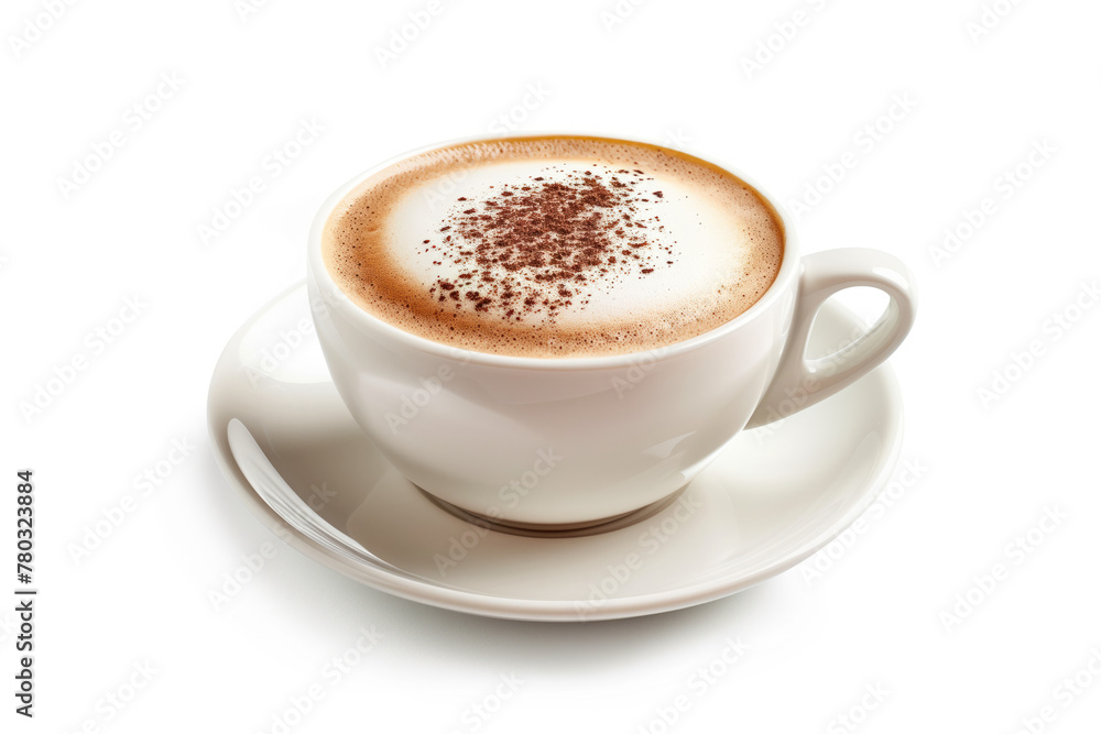 Aufkleber cup of cappuccino on a white background. coffee. background image. created with generative ai techno