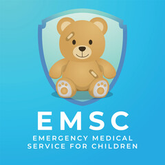 Emergency Medical Services for Children Day (EMSC) design template. teddy bear doll vector illustration. flat design. vector eps 10.
