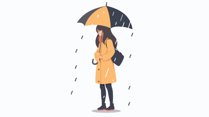 cartoon vector on white background girl with umbrella