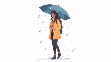 cartoon vector on white background girl with umbrella