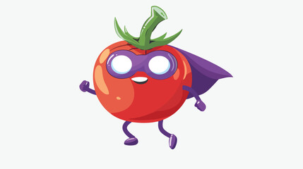 Cute superhero tomato character cartoon illustration.
