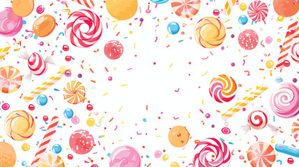 Cheerful background with candy flat vector 
