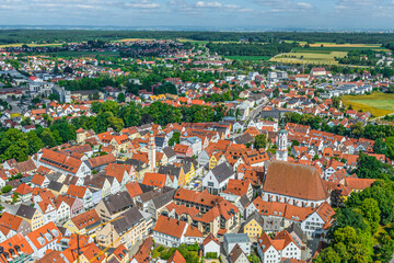 Die Spargelstadt Schrobenhausen im Tal der Paar von oben