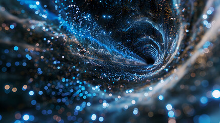 Abstract of warp or hyperspace motion in blue star trail. - obrazy, fototapety, plakaty