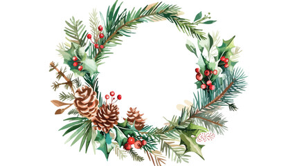 Fototapeta na wymiar Christmas wreath for banner card invitation. 