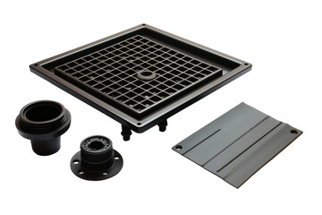 Floor Grate With Drain and Drain Cover. On a White or Clear Surface PNG Transparent Background.